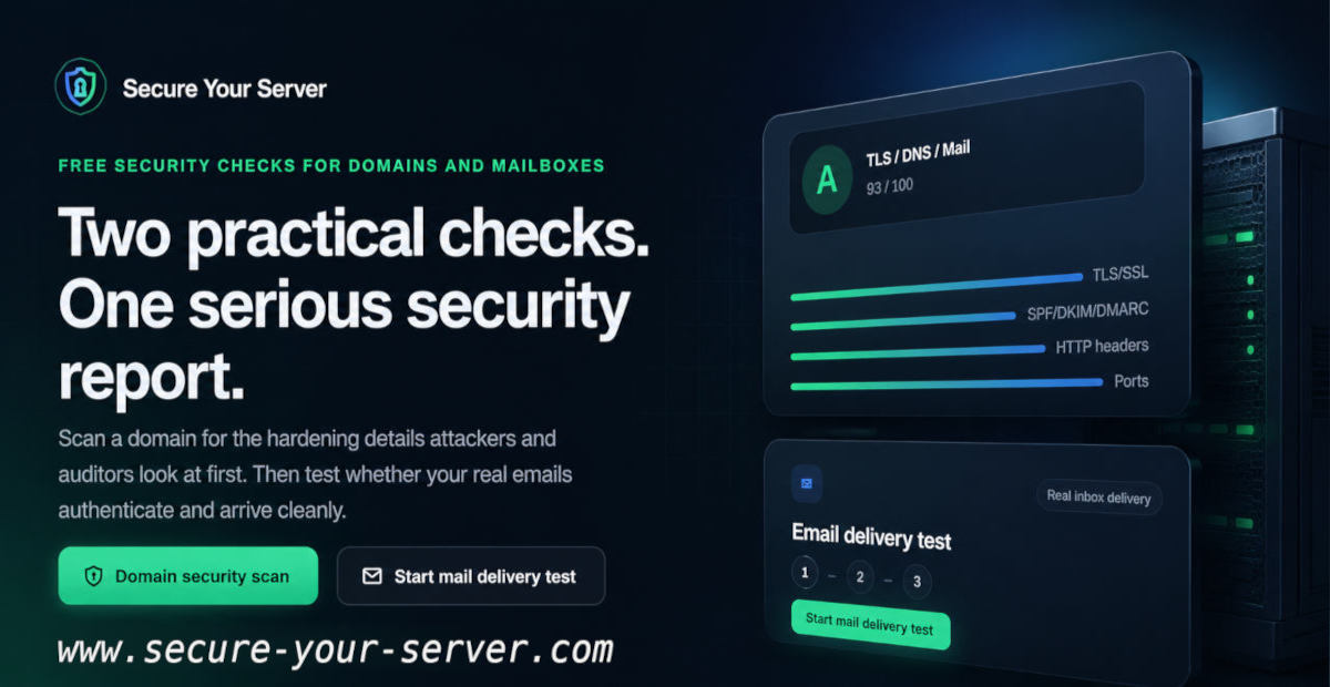 Kostenloser Domain- & Mail-Sicherheitsscan | Secure Your Server